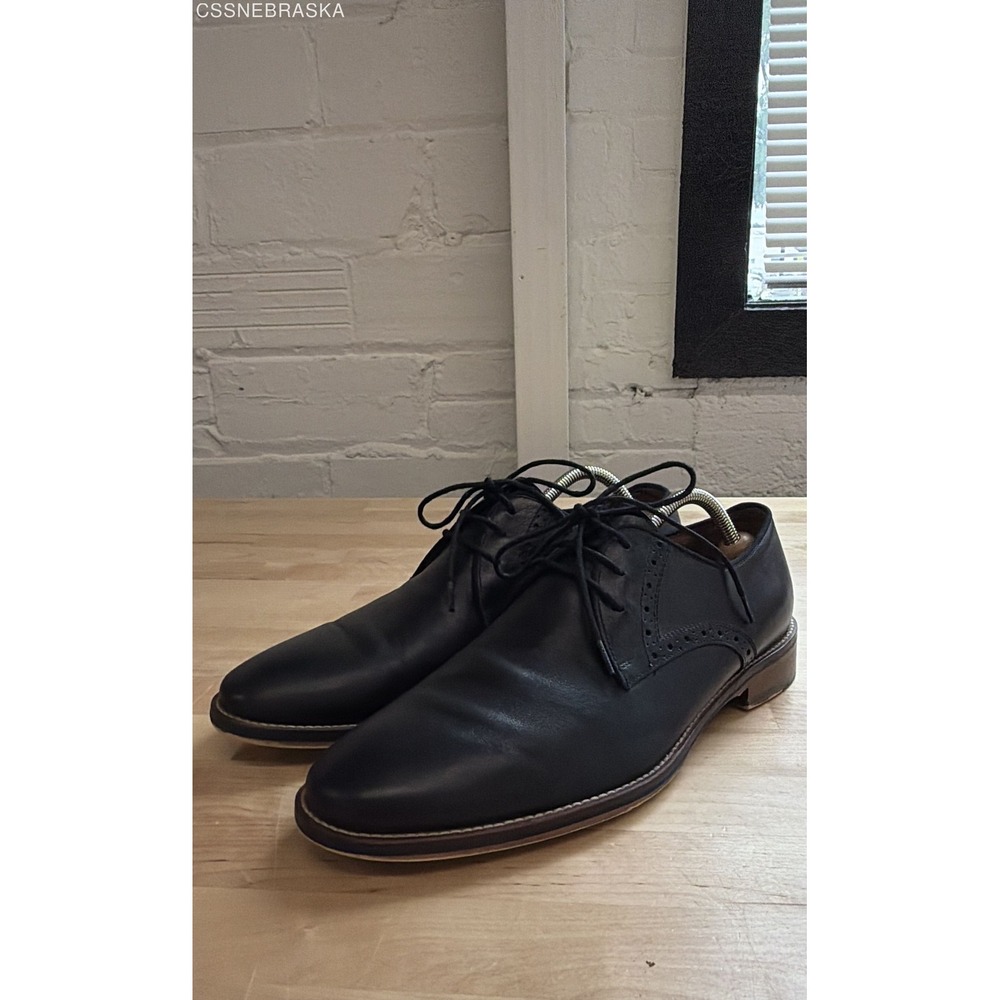 Johnston Murphy Black Men's Conard Plain Toe Oxford Leather Dress Shoes - 10.5